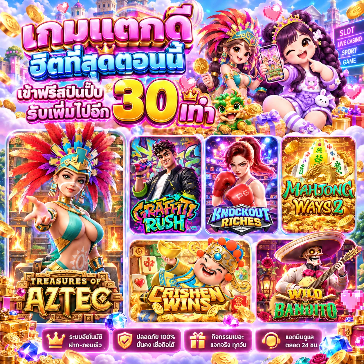 หน้าเว็บไซต์ PGCASH88 สล็อตเว็บตรง เล่นผ่านมือถือและคอมพิวเตอร์